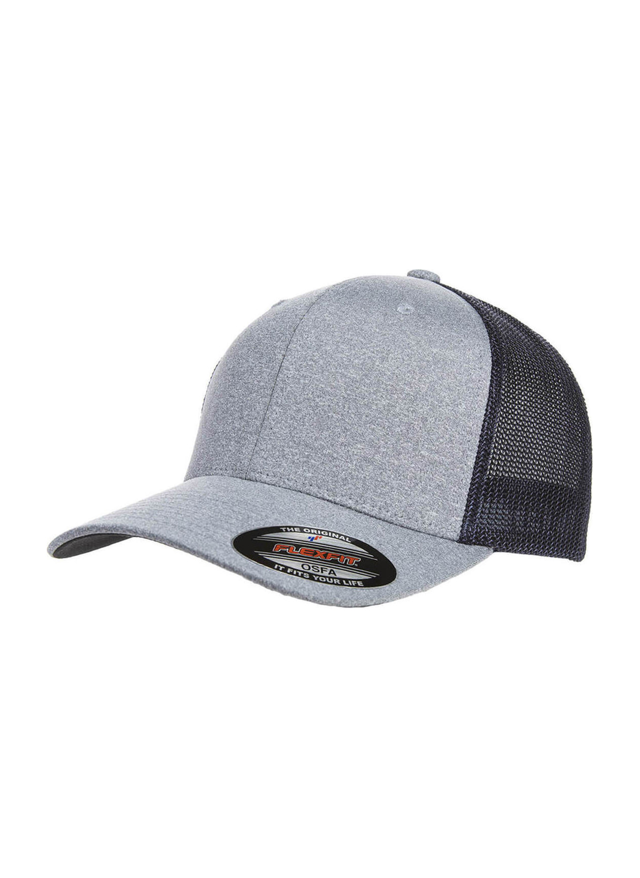 Flexfit Heather / Navy Poly Melange Stretch Mesh Hat